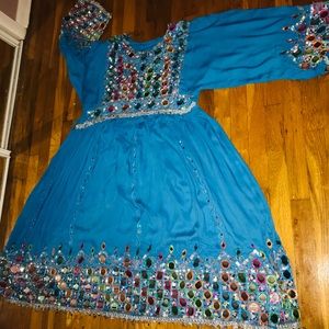 Afghan blue maxi dress